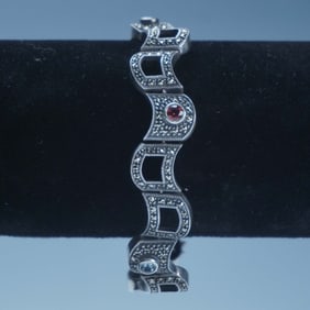 Judith Jack Sterling Marcasite Bracelet with Gemstones