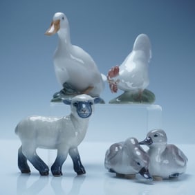 4pc Royal Copenhagen Porcelain Animal Figurines