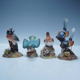4pc Royal Crown Derby and Worcester Bird Figurines