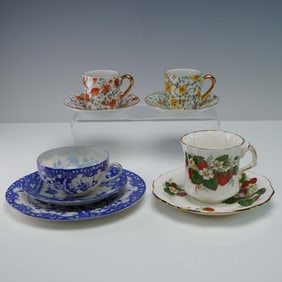 9pc Assorted Porcelain Cups and Saucers, Nippon, Spode & More