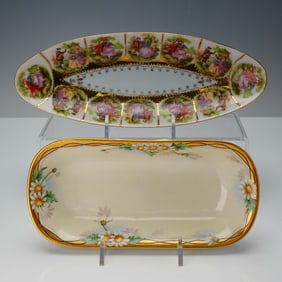 2pc Decorative Gilt Porcelain Trays