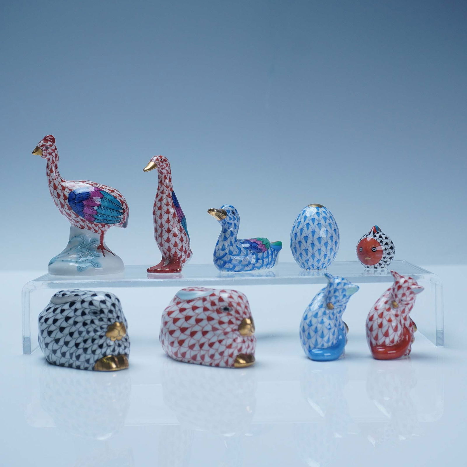 10pc Herend Porcelain Mini Animal Figurines (1 of 3)