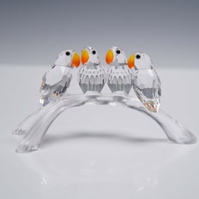 Swarovski Crystal Figurine, Four Lovebirds on Branch