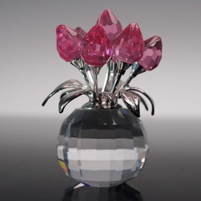 Swarovski Crystal Memories Tulips Rose Rhodium Figurine