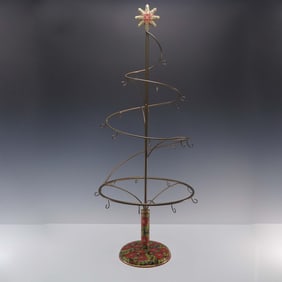Ornament Display Tree with Cloisonne Style Base and Topper
