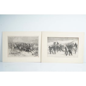 2pc Harper's Weekly Engravings, Indians on the War-Path & Indian Campaign