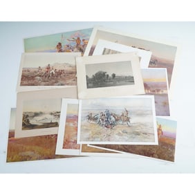 12pc Western Art Prints Featuring Charles M. Russell and Others