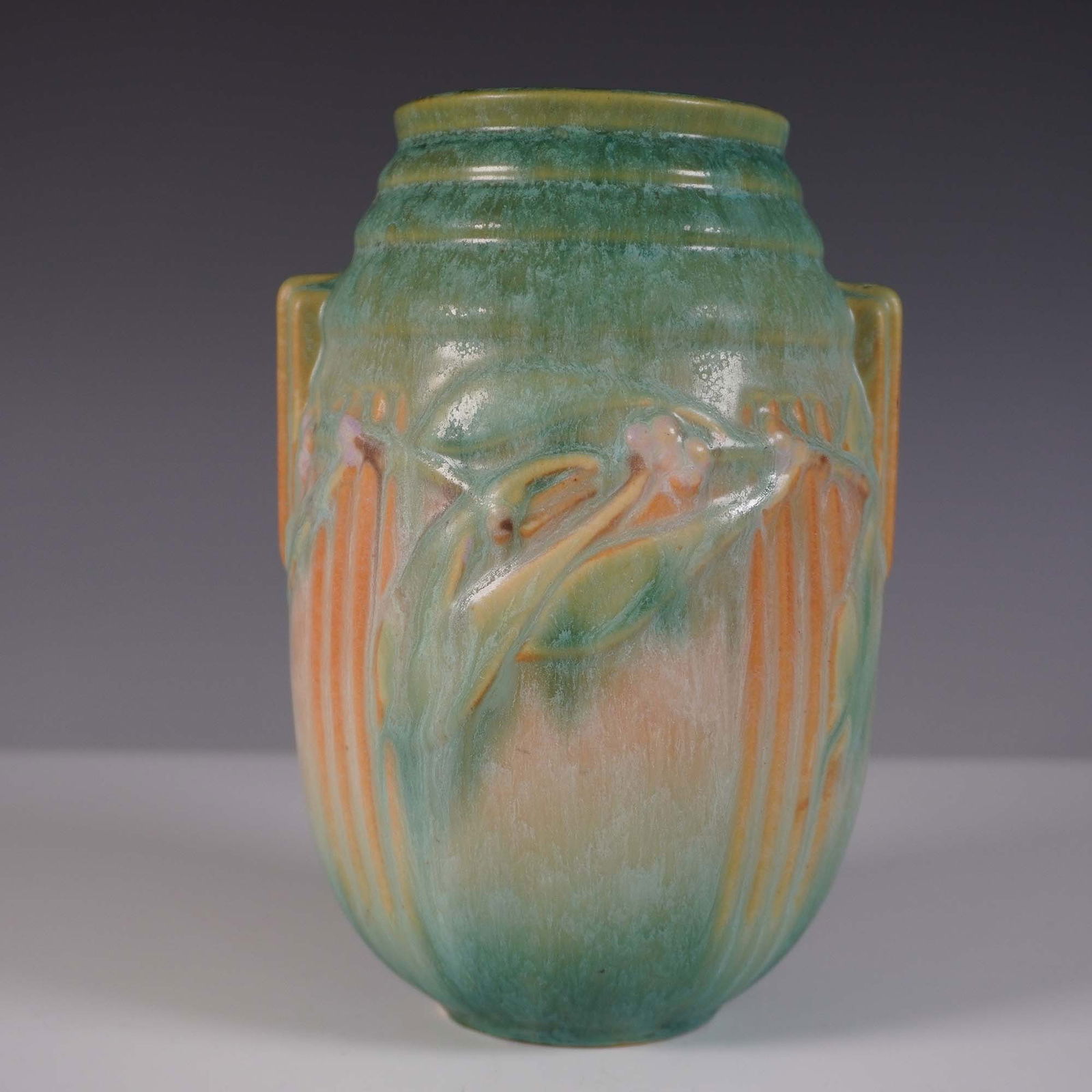 Roseville Pottery Laurel Vase, Green & Orange (1 of 3)