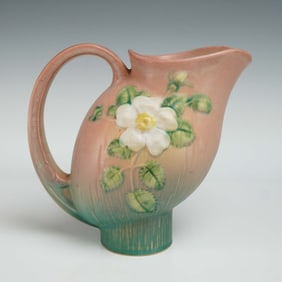 Roseville Pottery Pitcher, White Rose