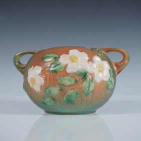 Roseville Pottery White Rose Jardiniere 387-4