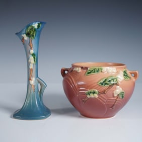 Pair of Roseville Pottery Vases, Snowberry