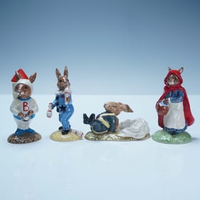 4pc Royal Doulton Bunnykins Figurines, Astro, Little Red, Juggler, Freefall