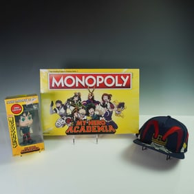 3pc My Hero Academia Monopoly Set, Izuku Midoriya Lamp, and Hat