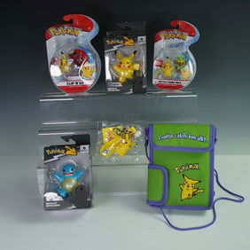 8pc Pokemon Figurines and Game Boy Travel Bag