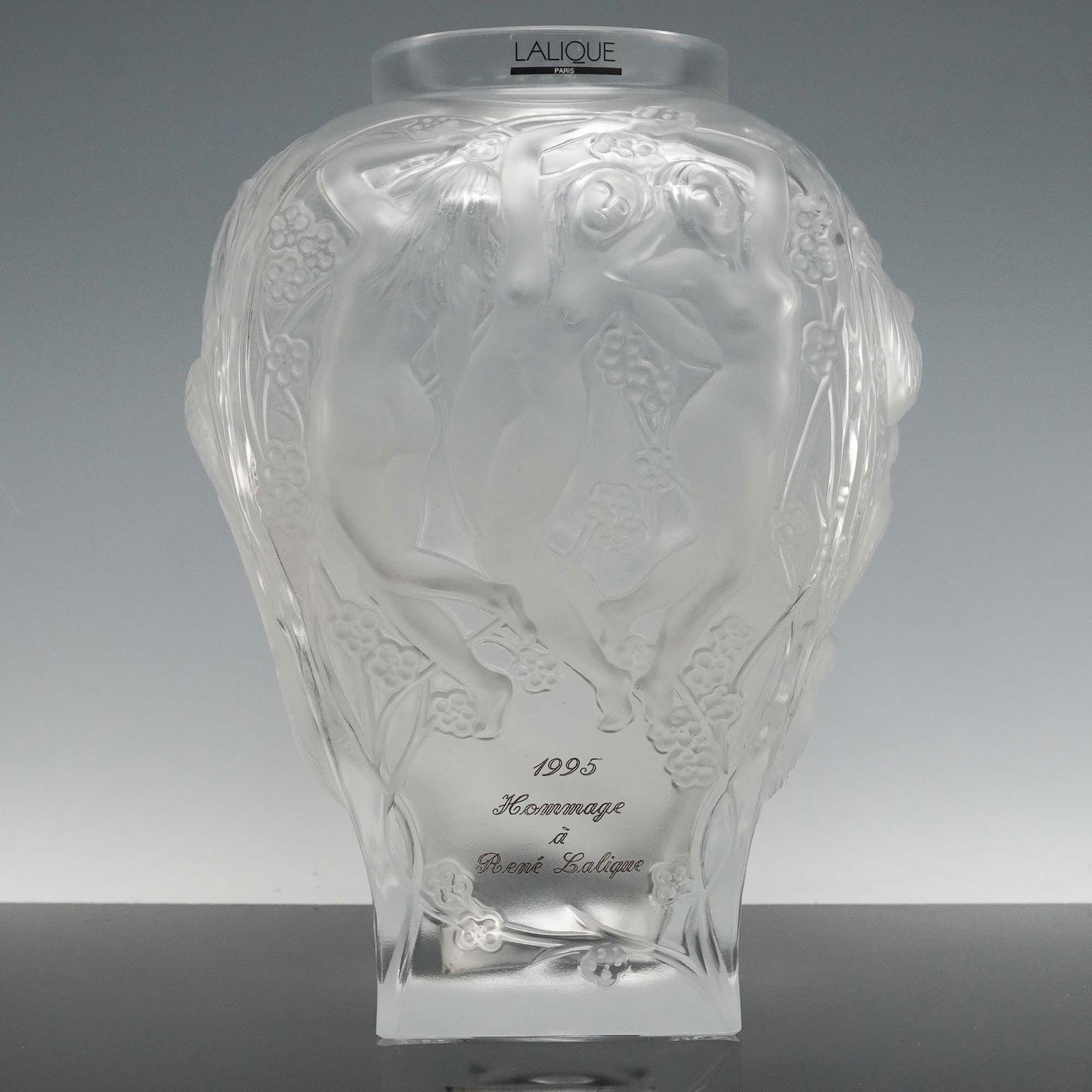 Lalique Crystal Vase, Hommage A Rene Lalique