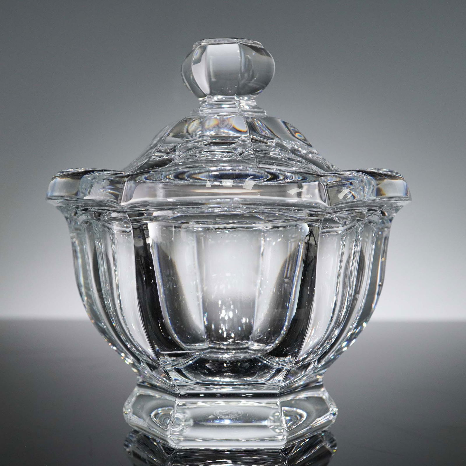 Baccarat Crystal Covered Bowl, Signed Hexagonal Base (1 of 6)