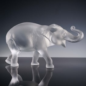 Lalique Crystal Sculpture, Sumatra Elephant