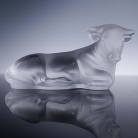Lalique Crystal Cow Figurine