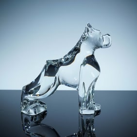 Baccarat Crystal Figurine, Boxer Dog