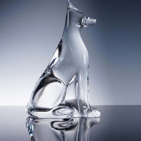 Baccarat Crystal Figurine, Doberman
