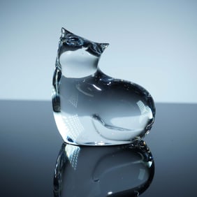 Baccarat Clear Crystal Figurine, Cat