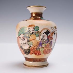 Satsuma Pottery Vase with Figural Decoration