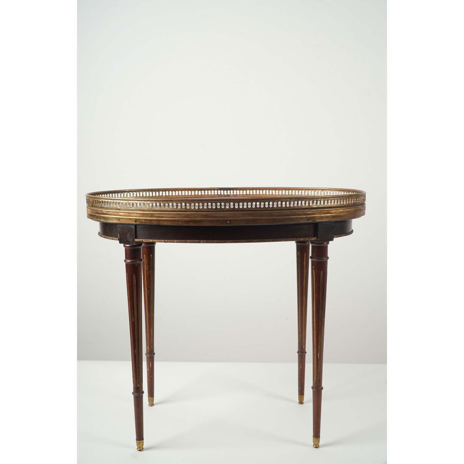 French-Style Marble Top Side Table with Brass Gallery (1 of 4)