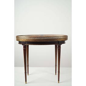 French-Style Marble Top Side Table with Brass Gallery (1 of 4)