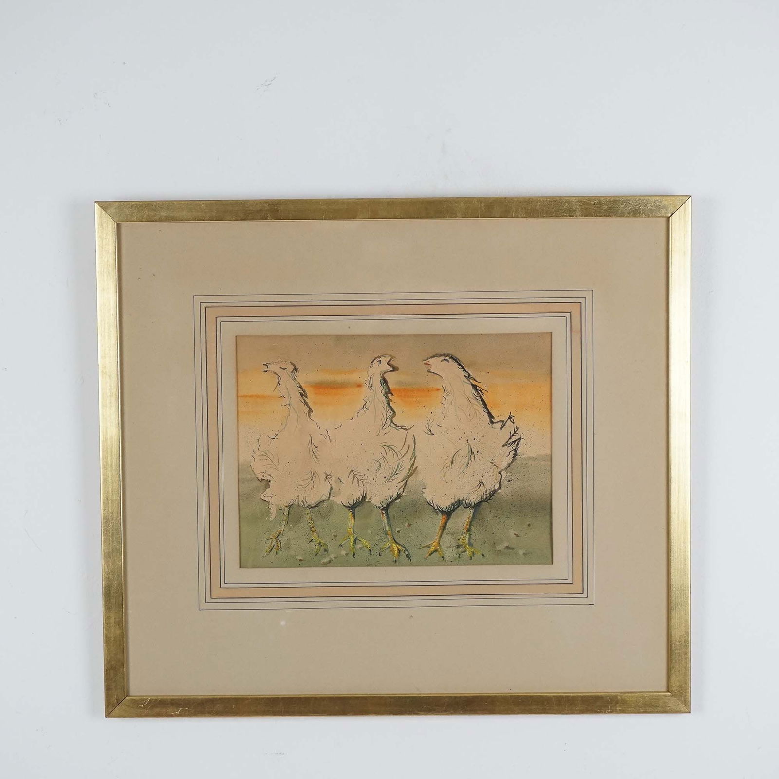 Annette Krauss Rose Painting, Chickens, Signed (1 of 4)