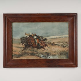 Aime Morot, Hand-Painted Etching on Paper, Battle Scene