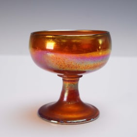 Tiffany Favrile Iridescent Gold Art Glass Footed Sherbet