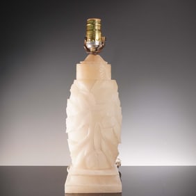 Carved Alabaster Table Lamp