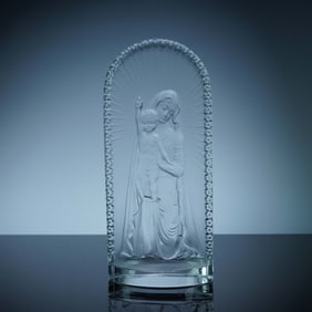 Lalique Crystal Plaque, Madonna and Child