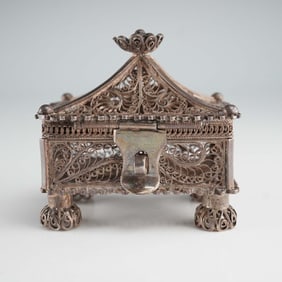 Russian Silver Filigree Treasure Box