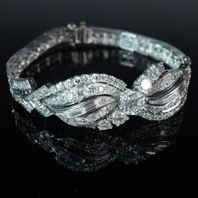 Ladies Polished Platinum and Diamond Bracelet