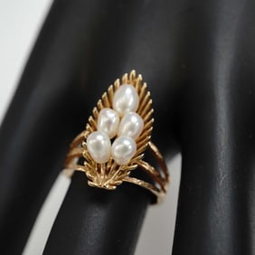 10K Gold Ring with Clustered Pearls