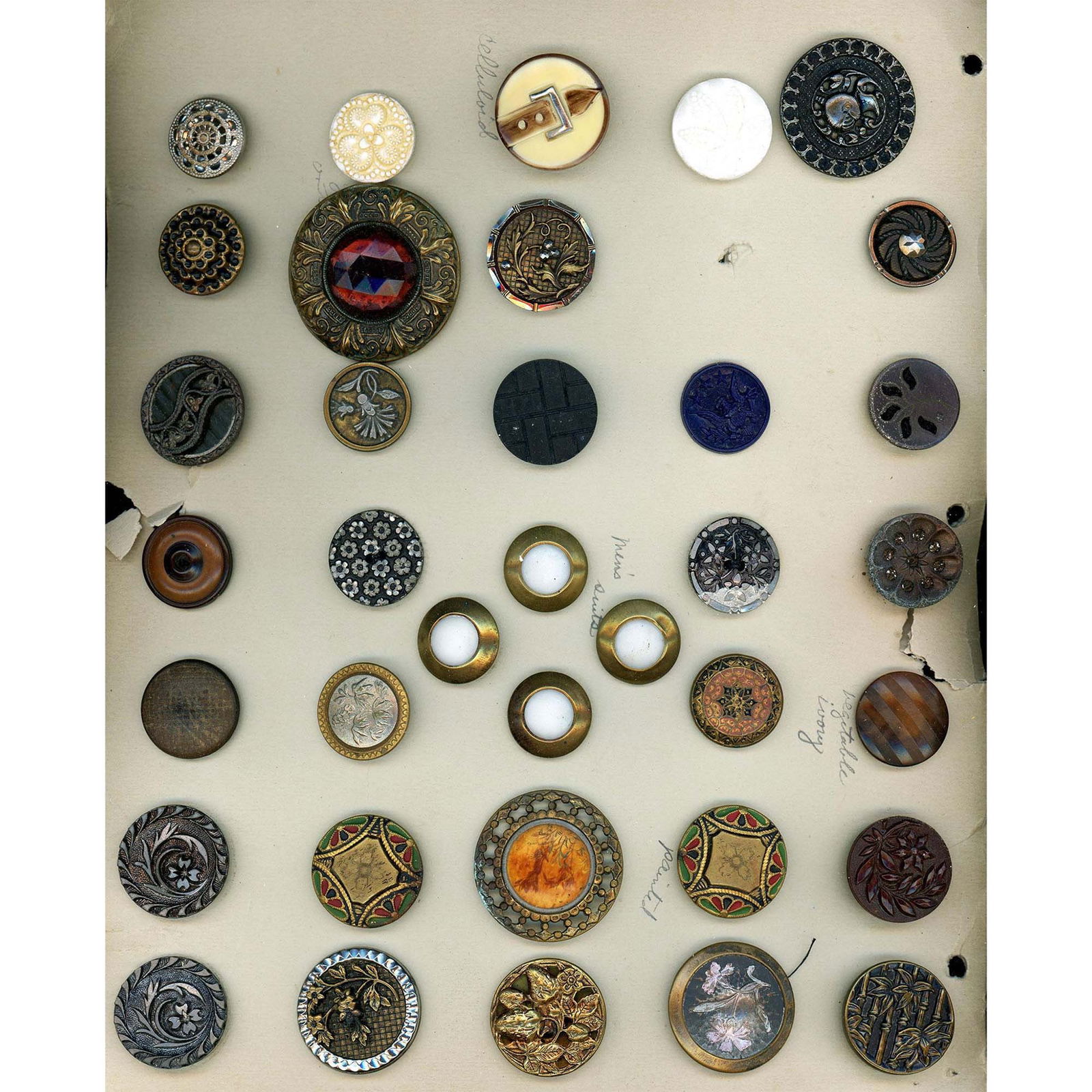 A card of assorted 19th and 20th century buttons (1 of 4)