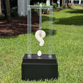20th C. American Marble and Lucite Question Mark Sculpture