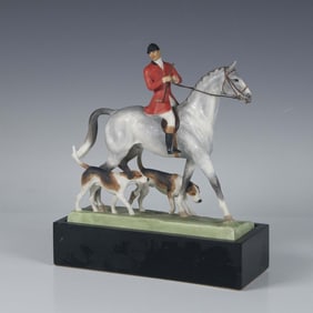 Royal Worcester Bone China Figurine, Huntsman & Hounds