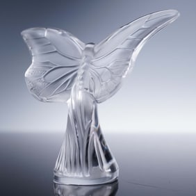 Lalique Crystal Clear Figurine, Butterfly Rosee