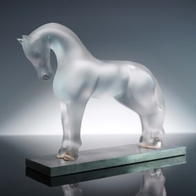 Lalique Crystal Horse Figurine, Siglavy