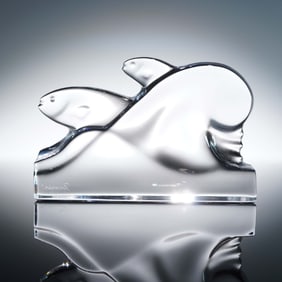 Baccarat Crystal Figurine, Fish Riding a Wave