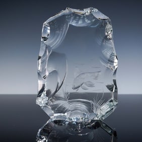 Baccarat Crystal Sculpture, Engraved Fish