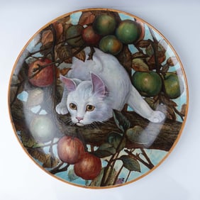 Minton T. Goode & Co. Earthenware Charger, Cat in Orchard