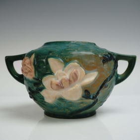 Roseville Pottery Double-Handle Vase, Magnolia