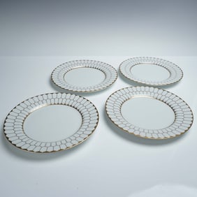 4pc Fitz and Floyd Contrepoint Fine Porcelain Dessert Plates