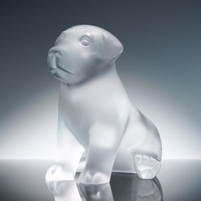 Lalique Clear Crystal Figurine, Puppy
