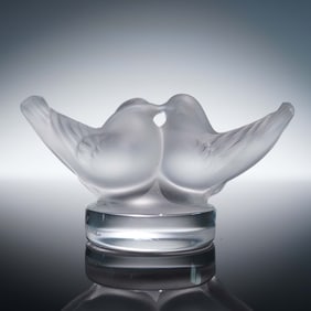 Lalique Crystal Figurine, Lovebirds