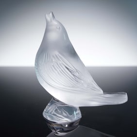 Lalique Crystal Figurine, Singing Robin
