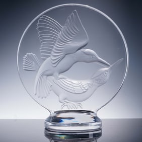 Lalique Crystal Figurine, Two Hummingbirds